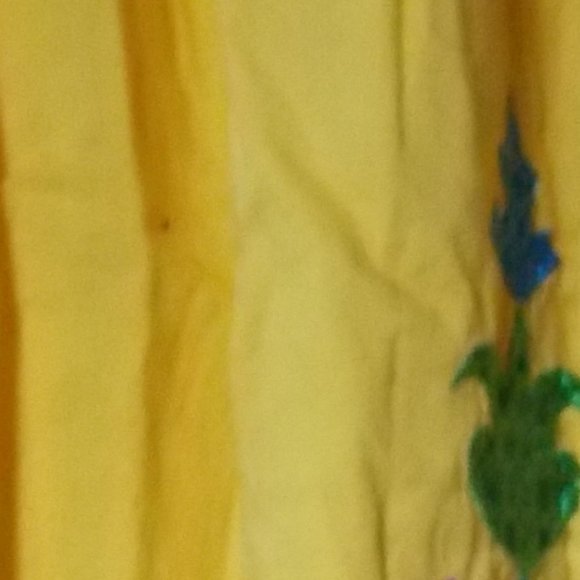 80s Petite X-Small Floral Embroidery Yellow Cotton Halter Peasant Woman Dress - Picture 6 of 6